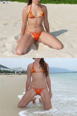 Pissingbikini:  Pissingbikini:pee Bikini On The Beach  Pee In The Beach  Without