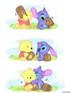 andhike:  pooh and stitch on We Heart It.