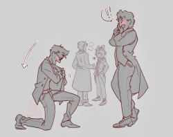 ambrillon:  That one video of the two girlfriends proposing each other had VERY strong Aziraphale x Crowley vibes… so… I just had to do it. Also shooketh Gabriel and Belzebub in the background, my pleasure