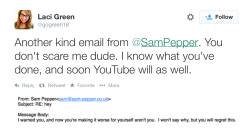 pumpkinfrittata:  theyoutubewriter:  thewriting-banshee:  I can not fathom to you how annoyingly frustrated I am by Sam Peppers actions; when you dig yourself a hole and find you’re to blame, the mature thing to do is accept and own up to your actions.
