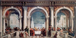 Paolo Veronese (Paolo Caliari called Veronese; 1528 Verona - 1588 Venezia); La cena nella casa di Levi (the feast in the house of Levi), 1573; oil on canvas, 1280 x 555 cm; Gallerie dell'Accademia, Venezia