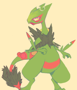 bapouro:  A Mega Sceptile for my friend syndeux in an art trade we’re doing!  
