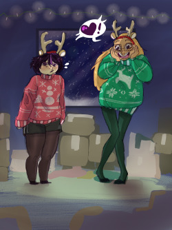 sleighfax:  colored my sweater girlfriends from earlier :^) Gogo would look really cute in oversized sweaters tbh  they are so adorable! &lt;3 &lt;3 &lt;3