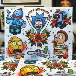 davisrider:  RICK &amp; MORTY!! These 11x14 flash sheets are available on my etsy but going fast! Orders ship daily, treat yourself at davisriderprints.etsy.com :)