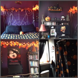 thespookshaveamidnightjamboree:  For those who are curious, this is how my bedroom/bathroom looks 365 days out of the year. :) Yes, it’s my ACTUAL bedroom. And I’m proud to say, I decorated it all myself. I don’t just have a blog about Halloween,