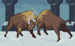 riotsdraws:  Bighorn Bison from Risk of Rain. (experiment with pixel art)