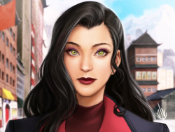 theboywholikesfire:  The ever so lovely Asami Sato~ &lt;3 LOK still paint over. I based her likeness a little bit from her voice actress, Seychelle Gabriel. Hopefully I did a fine job with this one. 