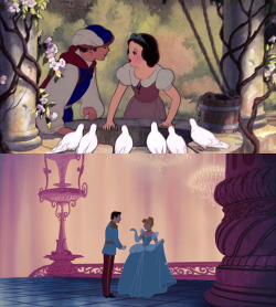 kellycuppycake:  Disney princesses meeting their princes for the first time.