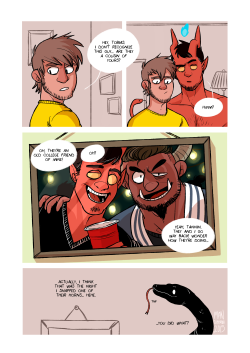tobiasandguy:  mancameron:  College Friends on [TAPASTIC]A fanart comic for tohdaryl! Finally got it done… and now we know who broke Tannin’s other horn. College, am I right haaaa  I swear the horn is not being used as the ‘Bong of Destiny’.
