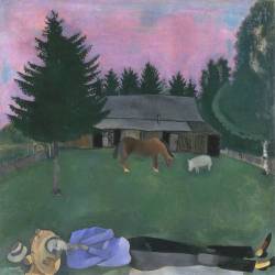 modernart1945-1980:  The Poet RecliningMarc Chagall1915 Oil on board 