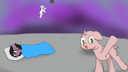 thedenofravenpuff: onyx-stories submitted:hi again :p Meanwhile, in space. Oooh, I also see a certain dark abomination from the ancient past above &gt;w&lt; This is really cute!  Ahhhh! Two blasts from the past back there :D