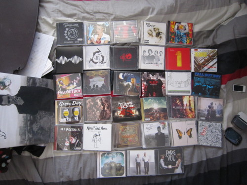 toastyonepilots:  my cd collection (that one next to green day’s Nimrod and the black parade is dead is the black parade, somebody lost the cover for it) 