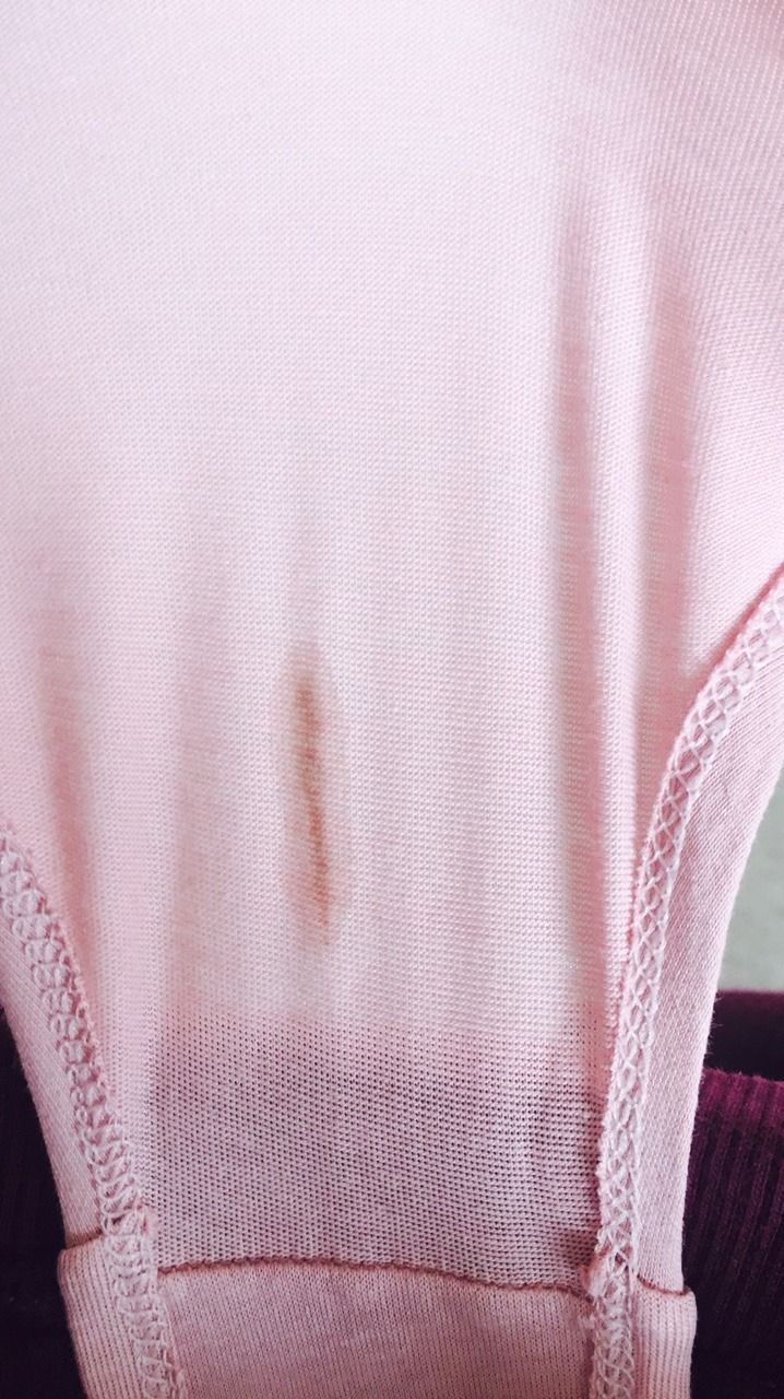 Today&rsquo;s panties&hellip;.and time of the month.  Little period stain.