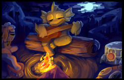 glazly:  Nuclear Throne - The Campfire  Sitting by the campfire  I’ve finally had the time to finish one of my full paintings for once  This is beautiful
