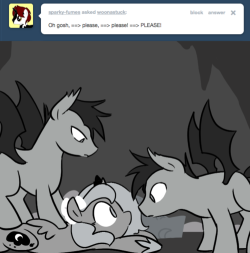 shyreadsmoon:  Oh there are two of them! And they’re foals! Adorable thestral foals…  Yay batponies! c: