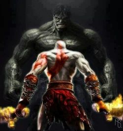 cloudmaxx:  Kratos vs. The Hulk  Interesting showdown.