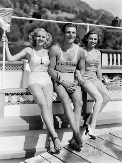 20th-century-man:  Betty Grable, Buster Crabbe, Eleanore Whitney, 1937. 