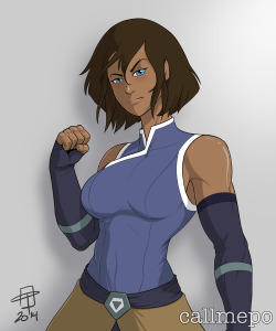 callmepo:  Korra Portrait by CallMePo There has been a sneak peek of the next season of LoK floating around and two of the things I noticed was that she has a new default outfit and had restyled her hair - no hair tubes. So I did a portrait of her in
