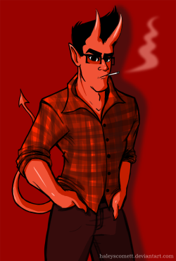 haleyscomett-art:  I had the urge to draw tonight after not drawing much of anything for over a week. I turned Mark into a devil/demon guy because….I don’t know. I really don’t have an answer. The idea just popped into my head so I ran with it!