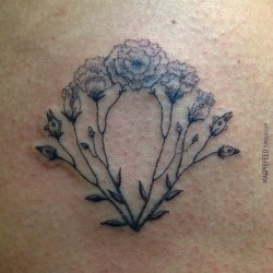 magpiefeed:  Handpoked Lisianthus and bird wreath on Nanette. By MagpieFeed 