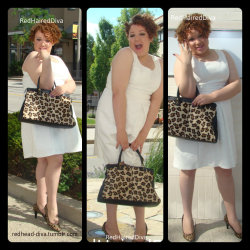 chubby-bunnies:  US Size 16 RedHairedDiva is modeling a white dress with animal print accessories for the post “How to Style a White Dress/Outfit&quot; Follow her for more tips/pictures redhaireddiva.blogspot.com                        