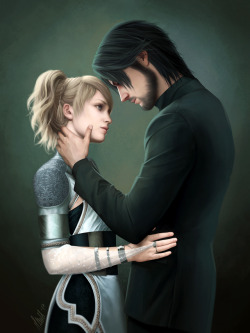 mayyeo:First digital painting in ages! I missed it but not the back pain argh. FF15 got me, it really did. I loved the game so much. I preferred older Noctis and Lunafreya from the movie so I wanted to pair them X3Happy remaining Valentine’s day.