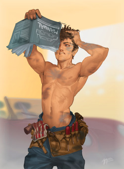 draahwl:  Final Image for the ‘How2 Male Pin Up’ Tutorial I did for ImagineFX 02’14 See the process Video with commentary on my tumblr