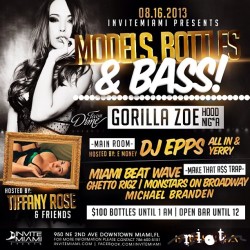 Everyone come and join me this Friday Night @Mekka in Downtown Miami along side  some of the sexiest models in South Florida, @djepps  and Gorilla Zoe !! 贄 bottles until 1am. See you there ;) #invitemiami #fridaynight #modelsandbottles #djepps #hostedb