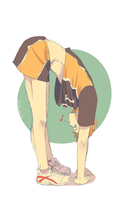 doodle-booty:  i can see hinata being super flexible bc hes so small also stretching time is super hard for kags  