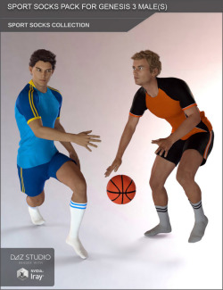 Do  you need some sportive socks for your Genesis 3 Male based characters?  This product includes 5 socks styles: Sneaker, Ankle, Crew, Soccer and  Knee Socks! Ready to go in Daz Studio 4.8  and is 30% off until 3/5/2017! Sport Socks Pack For Genesis