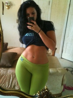 Hot-Latina-Girls:  Curvy Latina Babe. Flat Abs And Pierced Navel. What Is Wrong With