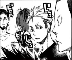 Haikyuu!! ch 105JFC JUST LOOK AT THIS TWO DORKS ON THE LEFT STARING AT EACH OTHER AND GO ALL *BIKU* WHY THE HELL ARE YOU AFRAID OF EACH OTHER OH MY GOD!!! 