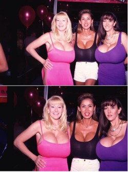 faketitsorbust:  Three implant addicted goddesses, with huge, overinflated silicone fuckbags hanging heavy on their chests. Cow-titted and plastic, but sexier and more desirable than other women. They’re unafraid to be special, pumping up their chests