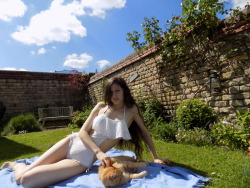 Two beautiful kittens basking in the hot summer sunhine :)Thank you shadows-creep-inside-of-me you look amazing and your swimsuit looks sooo cute!If anyone hasn’t already stopped by to check out shadows-creep-inside-of-me blog please do so she is a