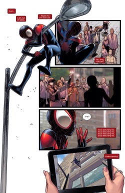 asinglepage:…From   ULTIMATE COMICS: SPIDER-MAN #19 Written by Brian Michael Bendis Art by Sara Pichelli Colors by Justin Ponsor
