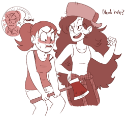 burgerportals:  Summer pretending she can’t hold an axe to see Wendy be a strong babe.  