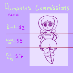 pumpkinspicesnowflakes:  pumpkinspicesnowflakes:  pumpkinspicesnowflakes:   I finally made my commission prices, so I made a preview post of what it could look like. So here’s the break down~(All pictures are a maximum of 2 characters, 2nd character
