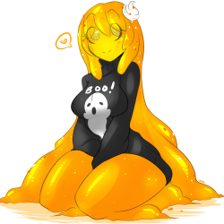 queenchikkbug:  sorry for the lack of art, here’s a slime getting ready for October \o/