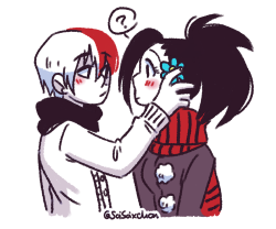 saisai-chan:  HAPPY BIRTHDAY @thecrowmaiden!!!!!!! i drew you some cute todomomo b/c i know how much you love them &lt;3333(pls note: i don’t ship todomomo lmao i just drew this for my friend)