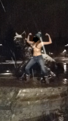 horny-as-ever:  Naked in front of the bobcat in honor of the snow ❄️