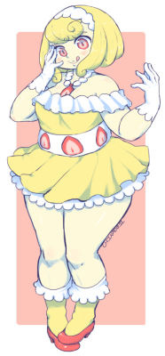 chinad011-art:strawberry shortcake lady who is also made out of cake