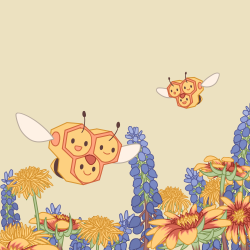 bluecheriart:  #POKEDDEXY day 1 - fav bug type. i know its not december but im doing this  bug types have never really been my favs despite not minding them irl, but if i had to choose any that’s gotta be combee. tiny bee squads doing their thing i
