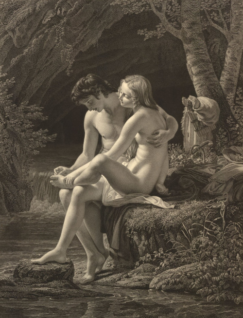 kecobe:  Jean Nicolas Laugier (French; 1785–1875) after Louis Hersent (French; 1777–1860)Daphnis et Chloé = Daphnis and Chloe Etching and engraving, on chine collé, 1817 The British Museum, London; © The Trustees of the British Museum 