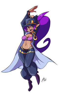 bigdeadalive:  A commission of Shantae wearing Jotaro Kujo inspired clothes for FilthyShark!