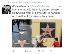 vantablackhearts: nocuer:  photosbyjaye:  Muhammad Ali requested that his star not to be put on the sidewalk, because he didn’t want people to walk on him. They honored his request.  It was done because he didn’t want people stepping on the prophet’s