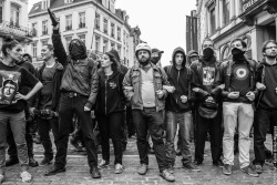 antifascistaction:  Belgium: The far-right party Vlaams Belang held and election meeting in the center of Brussels, they had invited Marine le Pen from the French Front National. After a mobilisation by local groups, about 150 antifascists turned up to