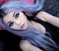Amazing picture she has got very beautiful eyes and I&rsquo;m loving her purple hair :)