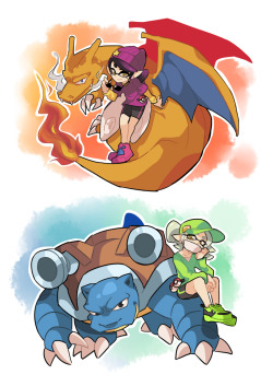 gomigomipomi:  More Squid Sisters X Pokemon doodles. 