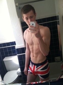 revokeus:  Me ft. short hair &amp; new British underwear  About to j*ck in the Union Jack 