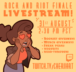rockandriot:  Follow me to be notified!www.twitch.tv/cheriiartAfter the final pages have been posted for Chapter 16, and the whole comic, I will be hosting a livestream to celebrate! This livestream will involve read-throughs of older chapters, taking